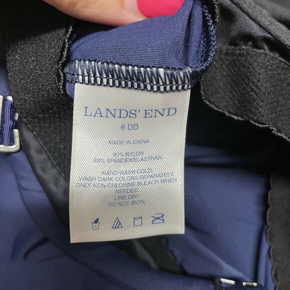 Lands End Womens Size 6DD Tankini Swimsuit Top Navy Blue Solid Underwire Ruched - Picture 6 of 6